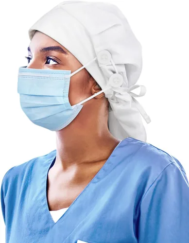 Miniatura 9 de Gorro de trabajo forrado de satén con botón para mujeres de cabello largo