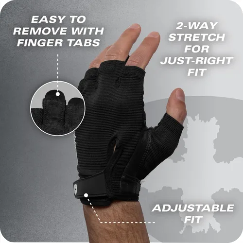 Miniatura 8 de Power Gloves 3.0 - Guantes de levantamiento de pesas duraderos de medio dedo con cierre de muñeca ajustable, palma de cuero transpirable