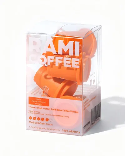 Miniatura 12 de Rami Coffee Café en polvo instantáneo liofilizado de café instantáneo, tostado medio 100% arábica, 6 paquetes individuales portátiles para el hogar