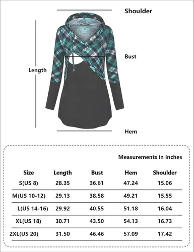 Miniatura 7 de QUINEE sudadera con capucha para mujer de manga larga a cuadros, bloque