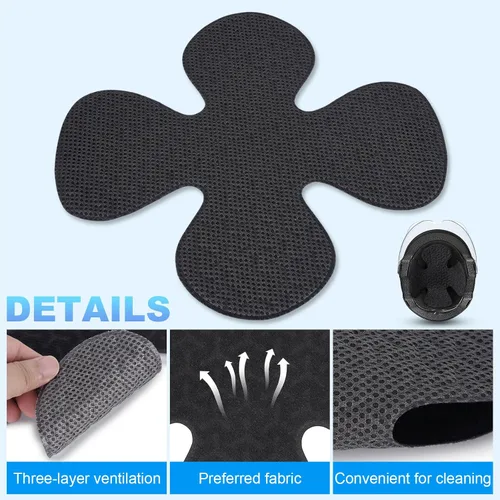 Miniatura 3 de Forro para casco de motocicleta, relleno de casco de motocicleta, relleno de casco con gancho y bucle, almohadilla de forro reutilizable lavable