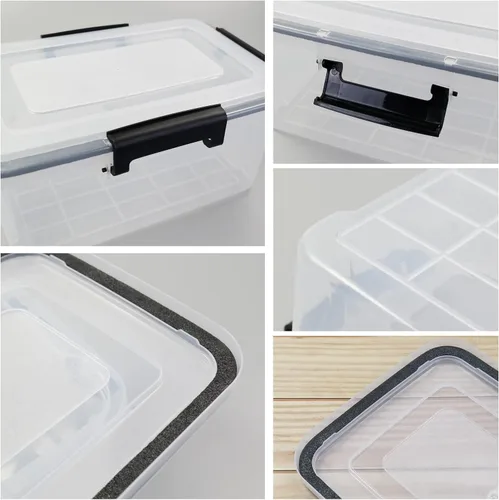Miniatura 3 de Morcte Paquete de 6 cajas de almacenamiento transparentes con tapa de sellado de junta, caja de juntas de plástico de 12 cuartos de galón con cierre