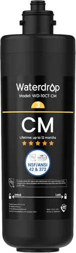 Waterdrop WD-10CM - Filtro de agua de repuesto para Waterdrop TSB-CM Sistema de filtro de agua de 3 etapas debajo del fregadero, sistema de Satén