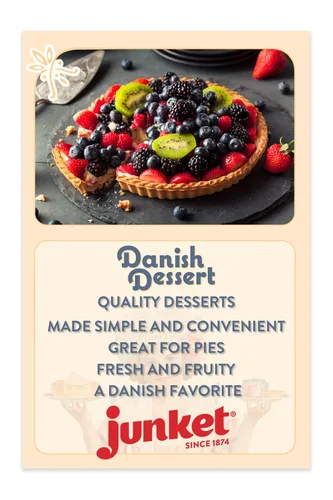 Miniatura 7 de Junket Mezcla de postre danés de frambuesa y fresa, para relleno de tartas, cobertura de tarta de queso, salsas, pudines y glaseados. Añade agua