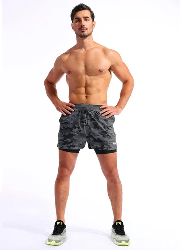 Miniatura 6 de Pudolla Mens 2 in 1 Running Shorts 5" Quick Dry Gym Athletic Workout Shorts for Men with Phone Pockets