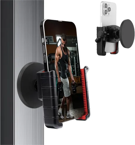 Soporte magnético para teléfono de gimnasio, rótula de metal con base magnética fuerte, soporte para teléfono, accesorios de gimnasio para hombres y