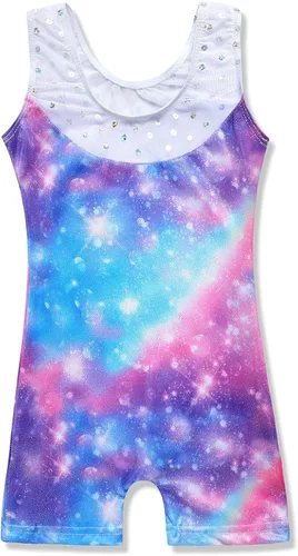 Miniatura 2 de Leotardos de gimnasia para niñas, mallas de baile para niñas pequeñas, ropa de baile atlética y brillante con diseño de sirena, unicornio