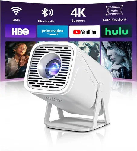 Mini proyector inteligente portátil 1080P con WiFi 6 y Bluetooth, aplicaciones integradas y compatible con 4K, proyector de película Full HD nativo,
