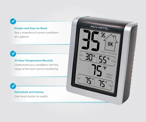 Miniatura 3 de 00613 Monitor de humedad con termómetro interior, higrómetro digital e indicador de humedad