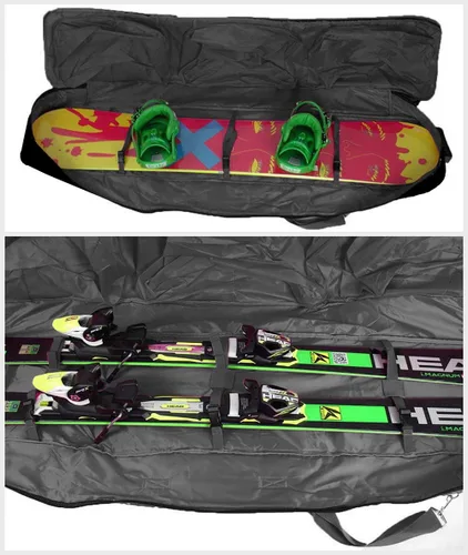 Miniatura 7 de Bolsa acolchada 2 en 1 para snowboard con ruedas, bolsa de viaje para esquís, snowboard y botas, bolsas de hombro