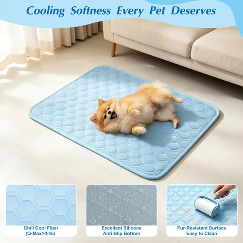 Miniatura 3 de Tapete refrescante para perros, grueso y transpirable Q-MAX>0.45, cama refrescante para perros, fibra fría y parte inferior antideslizante, cama