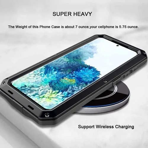 Miniatura 4 de Funda protectora de cuerpo completo para Galaxy S20, resistente a los golpes, funda de metal de aleación de aluminio con protector de pantalla Negro
