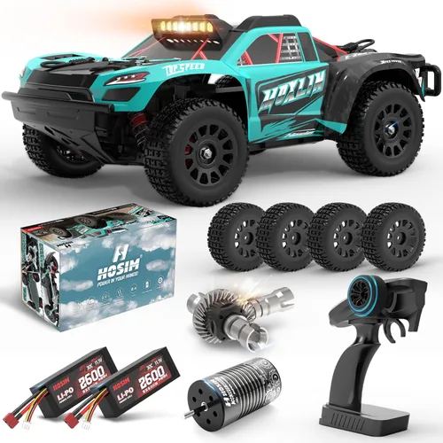 Hosim Coches RC sin escobillas para adultos y niños rápidos 50 mph, camiones RC 4x4 todo terreno todoterreno impermeable de alta velocidad 1/14 RTR
