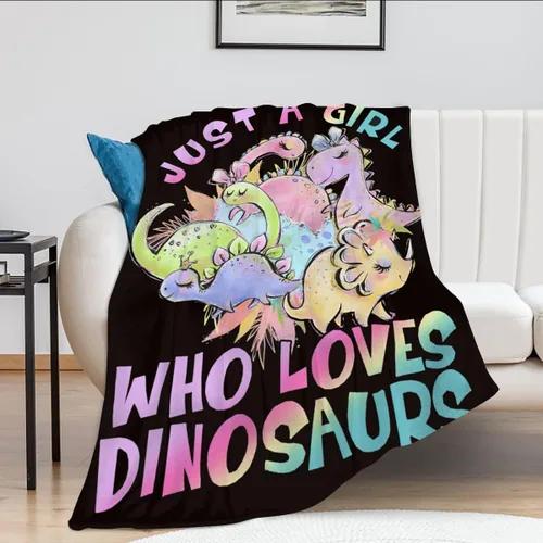 Manta con texto en inglés «Just A Girl Who Loves Dinosaurs», bonita manta decorativa de dinosaurios, regalos para niñas, súper cálida, suave y Solo