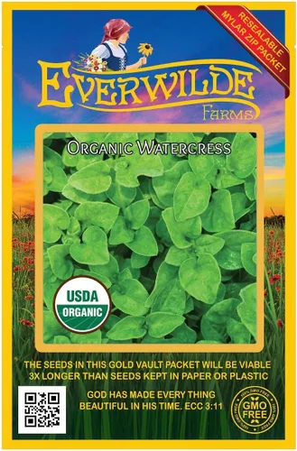 Miniatura 4 de Everwilde Farms - Semillas de hierbas orgánicas de berro de 1 onza - Paquete Gold Vault