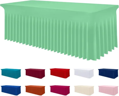 Miniatura 42 de Smiry Mantel de Spandex, Mantel Elástico Ajustable Extensible para Mesas Rectangulares de 6 Pies, Falda Cubierta de Mesa Impermeable y Lavable