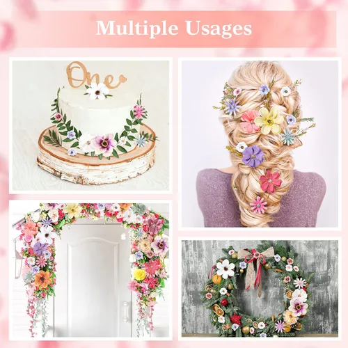 Miniatura 5 de Cindeer 217 piezas de mini cabezas de flores de seda a granel, pequeñas flores falsas para manualidades, flores artificiales 3D de tela suelta