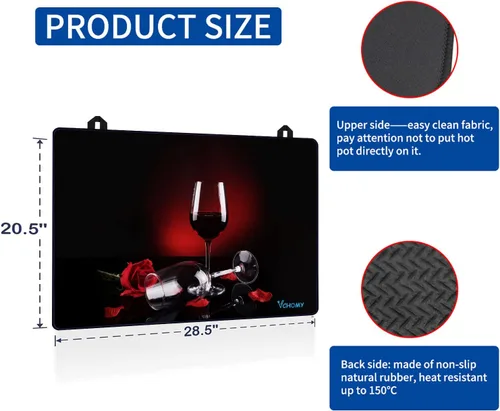 Miniatura 2 de Cubiertas superiores de estufa para estufa eléctrica, protector superior de vidrio de goma natural extra grueso, evita arañazos, expande el espacio