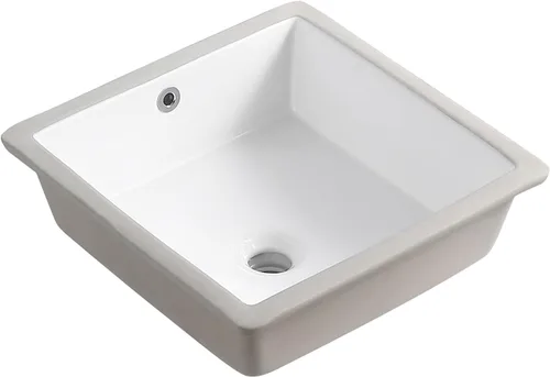 Miniatura 13 de Lavabo de Tocador de Baño de 16 Pulgadas, Lavabo Pequeño de Montaje Inferior para Baño, Lavabo Rectangular de Porcelana Blanca para Gabinete 15.75