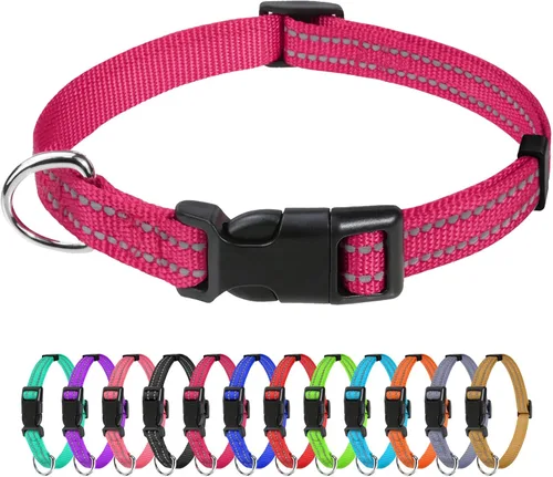 Miniatura 30 de TagME Collares de nailon reflectantes para perros, collar ajustable clásico para mascotas con hebilla de liberación rápida para perros pequeños