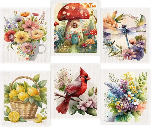 Miniatura 11 de Juego de 6 paños de cocina suecos de cactus reutilizables compostables, paños de cocina de esponja de celulosa