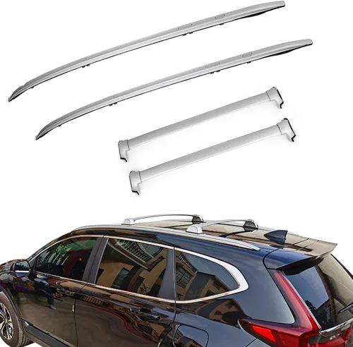 Miniatura 8 de para 2017 2018 2019 2020 2021 2022 Honda CRV CR-V Barras de soporte laterales para equipaje de estilo OE, juego de par plateado Rieles laterales