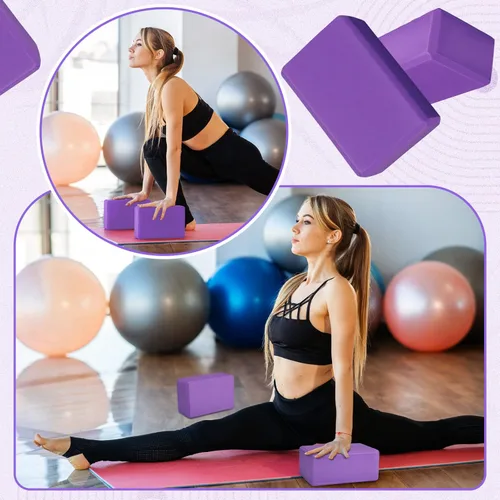 Miniatura 4 de Wettarn Paquete de 6 bloques de yoga de 9 x 6 x 4 pulgadas, espuma EVA, ligeros, antideslizantes, accesorios de yoga para pilates, estiramiento