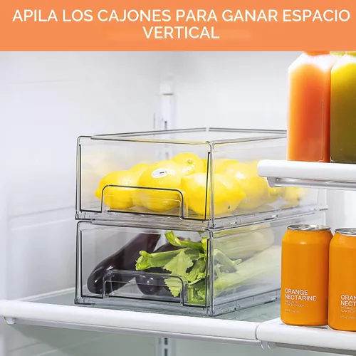 Miniatura 7 de Sorbus - Cajones de almacenamiento transparentes medianos (2 unidades) – Cajones organizadores apilables para refrigerador, despensa, cocina