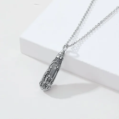 Miniatura 123 de Collar con colgante de urna de cenizas de cremación y árbol de la vida para mujer, plata de ley US1