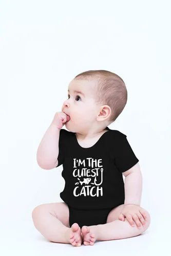 Miniatura 2 de CBTwear Traje de bebé con texto en inglés «I'm the Cutest Catch», adorable mameluco para niño y niña, divertido y lindo traje infantil