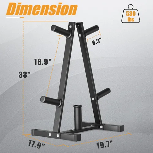 Miniatura 2 de Bongkim - Estante para placas de peso, árbol de pesas y soporte de pesas para platos, soporte de peso para discos de peso olímpicos de 2 pulgadas