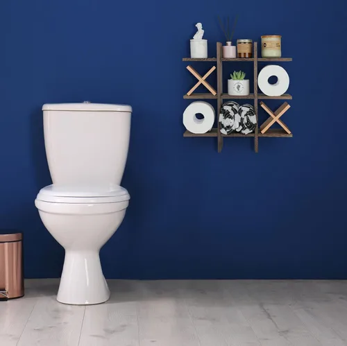 Miniatura 6 de Weysat Soporte de Papel Higiénico Tic Tac Toe Decoración de Pared de Baño Almacenamiento Colgante de Madera Rústica Estantes Independientes Montados