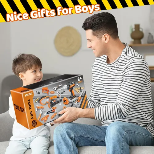 Miniatura 7 de Set de herramientas para niños 46 piezas, regalos de Navidad y cumpleaños para niños de 3, 4, 5, 6, 7, 8 años, juego de herramientas portátil