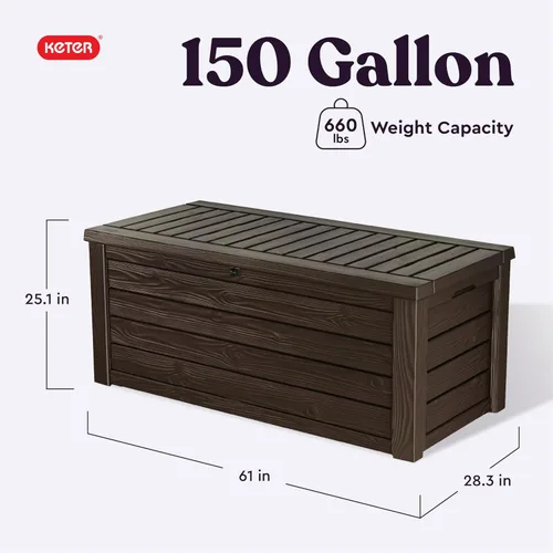 Miniatura 2 de Contenedor de plástico para almacenar Keter Westwood muebles de jardín o patio150 gal, color marrón.