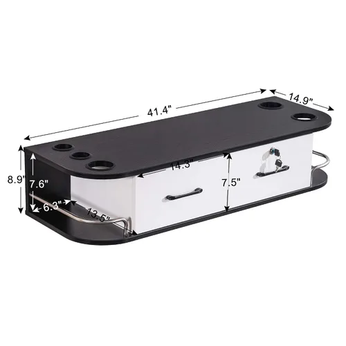 Miniatura 3 de BarberPub Beauty Lock - Estación de estilo de montaje en pared con cajones de almacenamiento, equipo de peluquería y spa 6154-5012 (negro y blanco)