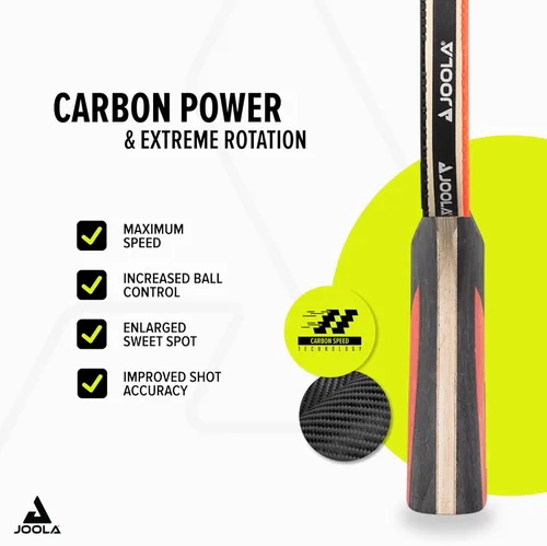 Miniatura 3 de JOOLA Infinity Carbon Professional Table Tennis Paddle with Cover – Ergonomic Comfort Grip - ITTF Approved Rubbers - Competition Paddle for Powerful