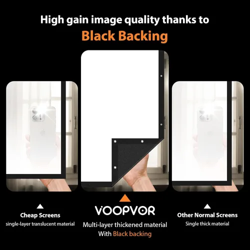 Miniatura 3 de Pantalla de proyector de 150 pulgadas para exteriores: VOOPVOR con respaldo negro opaco - Pantalla de proyección portátil para interiores - Plegable