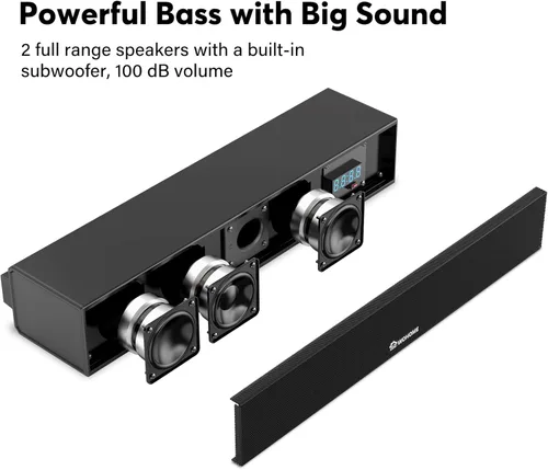 Miniatura 2 de Barra de sonido 2.1 para Smart TV con subwoofer integrado, 6 niveles de mejora de voz, altavoces de barra de sonido de TV pequeños de 15 pulgadas