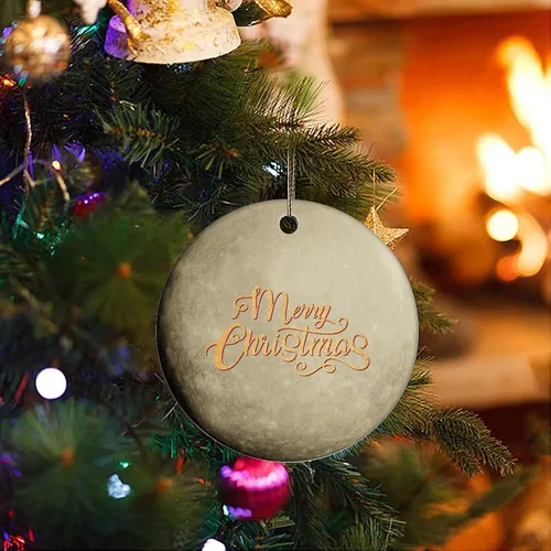 Miniatura 3 de Adorno de Navidad de cerámica impreso de dos caras del universo y los planetas, novedad para familiares, amigos, niños, colgantes cósmicos