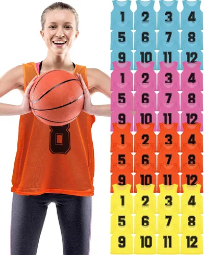 Miniatura 10 de Suhine 48 Piezas Petos para Deportes Doble Fútbol Petos de Entrenamiento Chalecos de Scrimmage de Malla Baloncesto Equipo Práctica Camiseta