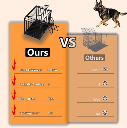 Miniatura 2 de 48 Inch High Anxiety Steel Dog Cage with Wheels, Indoor Dog Crate with Removable Tray, Indestructible Escape Proof Heavy Duty Dog Kennel Extra Large