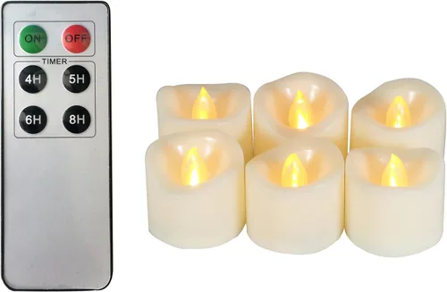 Miniatura 11 de Velas pequeñas de luz led, efecto de llama parpadeante, con pilas y control remoto. Luces decorativas para bautismo, bodas, fiestas, regalos. 6