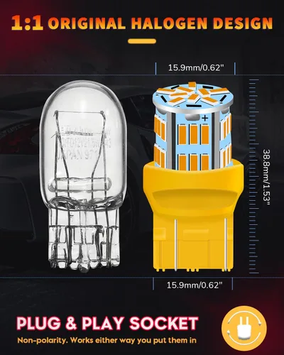 Miniatura 2 de 7440 7443 Bombillas LED de Señal de Giro Intermitente Luz Ámbar 7441 7444 T20 W21W WY21W Bombilla LED para Luz de Marcha/Trasera/Estacionamiento