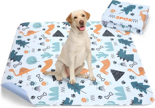 Almohadillas lavables para orina para perros, paquete de 2 unidades grandes de 48 x 48 pulgadas, almohadillas reutilizables súper absorbentes para