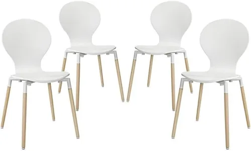 Miniatura 9 de Modway Path Mid-Century Modern - Dos sillas de cocina y comedor en color blanco