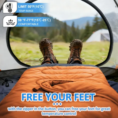 Miniatura 7 de Oaskys - Saco de dormir para acampar, para 3 estaciones, clima cálido y fresco, verano, primavera, otoño, ligero, resistente al agua, para adultos