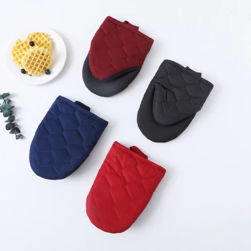 Miniatura 2 de Glynniss Mini guantes de horno resistentes al calor, 2 guantes cortos de silicona para horno, superficies de agarre antideslizantes, guantes