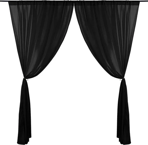 Miniatura 4 de AK-Trading - Paneles de cortinas de gasa para eventos de boda y decoración, cortinas de telón de fondo (115 x 120 pulgadas, negro)