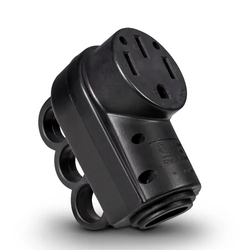 True Mods NEMA 14-50R 125/250V 50A Cable de alimentación RV hembra de reemplazo con conector de toma para cable de 6/3 + 8/1 AWG de 4 hilos [Mango