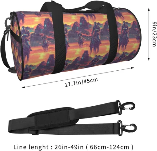 Miniatura 2 de Large Duffle Bag for Travel - Cyber Retro Western Cowboy Print Gym Bag for Women Men, Travel Foldable Bags for Women Men with Zippered Multiple